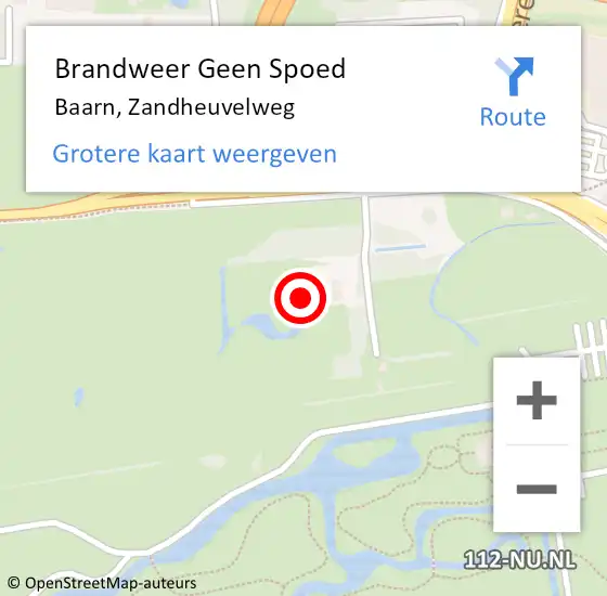 Locatie op kaart van de 112 melding: Brandweer Geen Spoed Naar Baarn, Zandheuvelweg op 8 april 2022 21:29