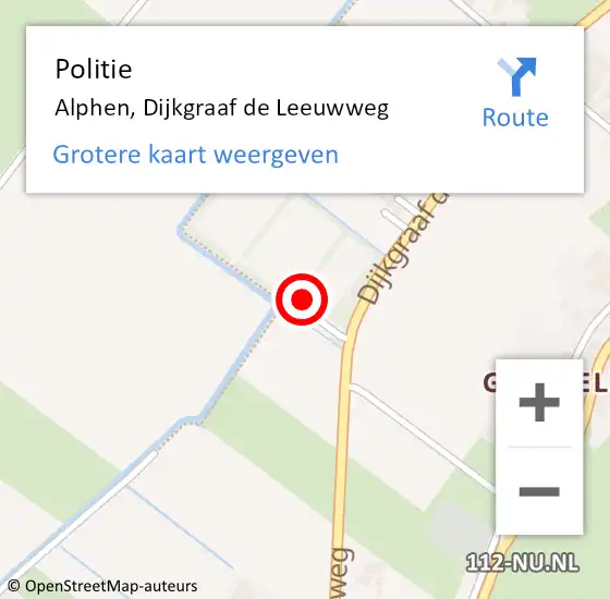 Locatie op kaart van de 112 melding: Politie Alphen, Dijkgraaf de Leeuwweg op 8 april 2022 21:36