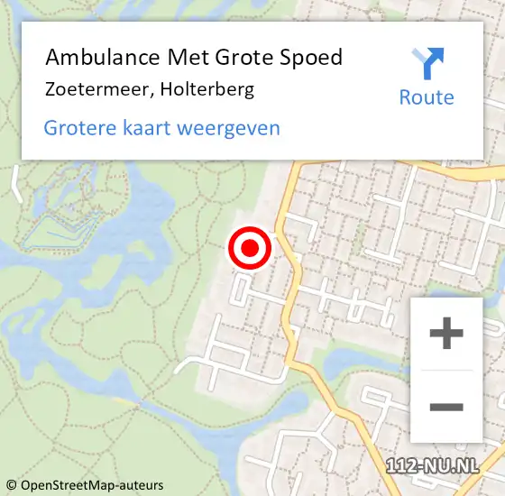 Locatie op kaart van de 112 melding: Ambulance Met Grote Spoed Naar Zoetermeer, Holterberg op 8 april 2022 21:59