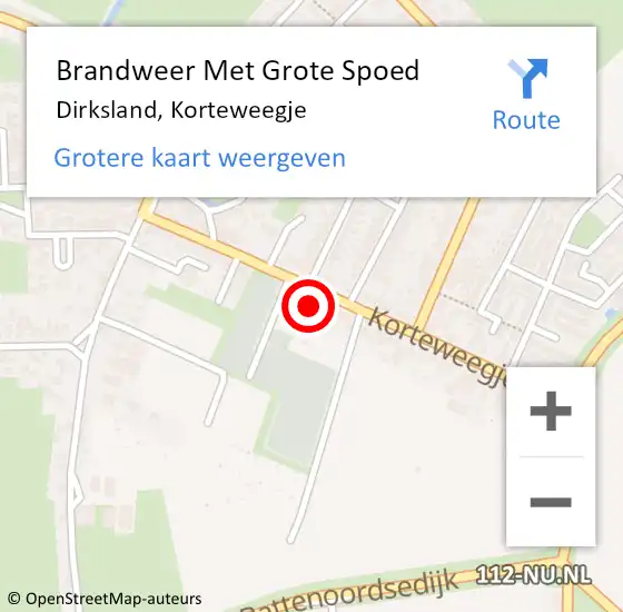 Locatie op kaart van de 112 melding: Brandweer Met Grote Spoed Naar Dirksland, Korteweegje op 8 april 2022 22:05