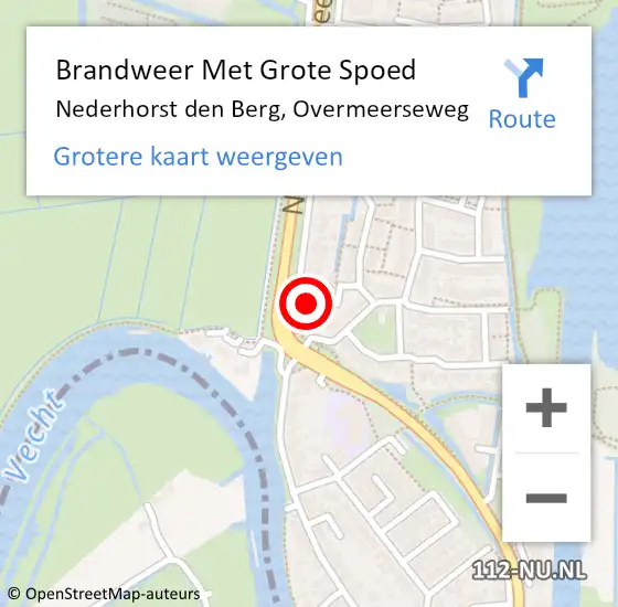 Locatie op kaart van de 112 melding: Brandweer Met Grote Spoed Naar Nederhorst den Berg, Overmeerseweg op 8 april 2022 22:29