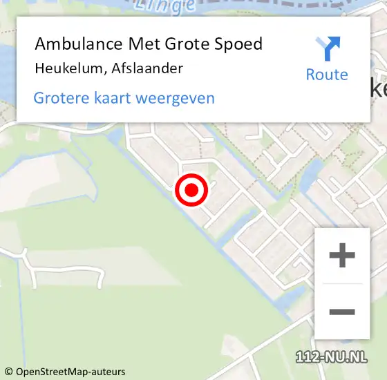 Locatie op kaart van de 112 melding: Ambulance Met Grote Spoed Naar Heukelum, Afslaander op 8 april 2022 22:35