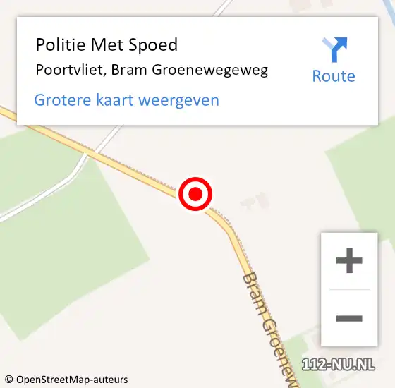 Locatie op kaart van de 112 melding: Politie Met Spoed Naar Poortvliet, Bram Groenewegeweg op 8 april 2022 22:38