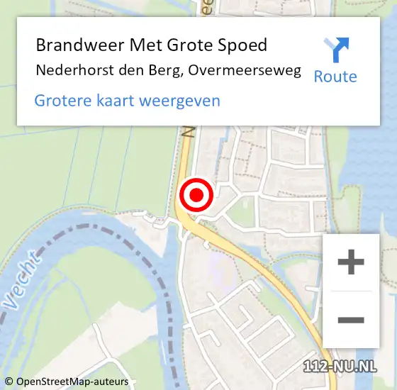Locatie op kaart van de 112 melding: Brandweer Met Grote Spoed Naar Nederhorst den Berg, Overmeerseweg op 8 april 2022 22:40