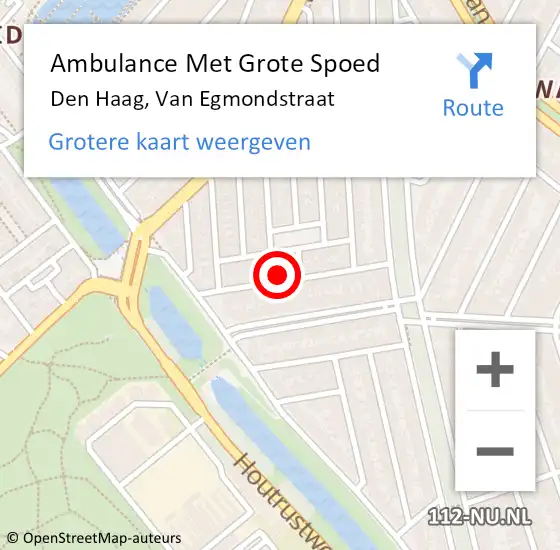 Locatie op kaart van de 112 melding: Ambulance Met Grote Spoed Naar Den Haag, Van Egmondstraat op 8 april 2022 22:49