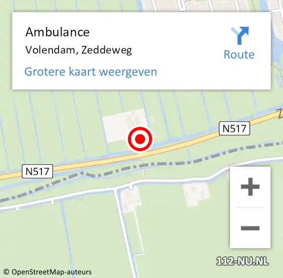 Locatie op kaart van de 112 melding: Ambulance Volendam, Zeddeweg op 8 april 2022 22:50