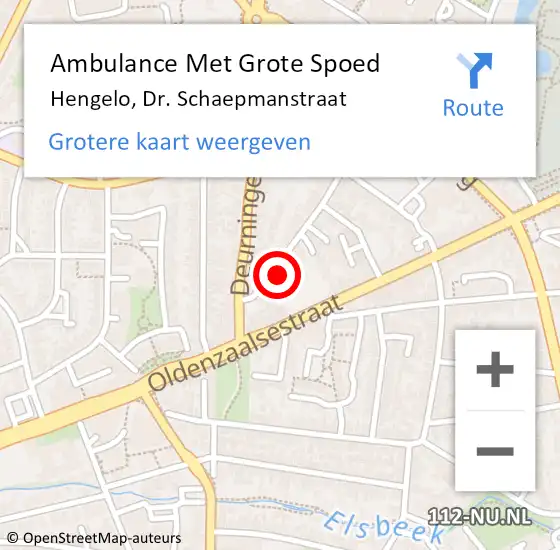 Locatie op kaart van de 112 melding: Ambulance Met Grote Spoed Naar Hengelo, Dr. Schaepmanstraat op 8 april 2022 22:53