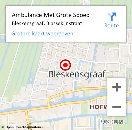 Locatie op kaart van de 112 melding: Ambulance Met Grote Spoed Naar Bleskensgraaf, Blassekijnstraat op 9 april 2022 00:07