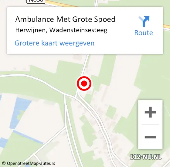 Locatie op kaart van de 112 melding: Ambulance Met Grote Spoed Naar Herwijnen, Wadensteinsesteeg op 9 april 2022 00:14