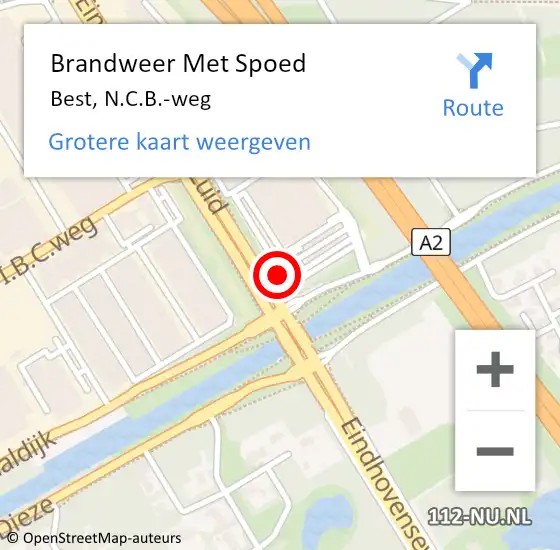 Locatie op kaart van de 112 melding: Brandweer Met Spoed Naar Best, N.C.B.-weg op 9 april 2022 00:33