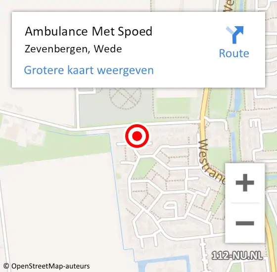 Locatie op kaart van de 112 melding: Ambulance Met Spoed Naar Zevenbergen, Wede op 13 juli 2014 20:52