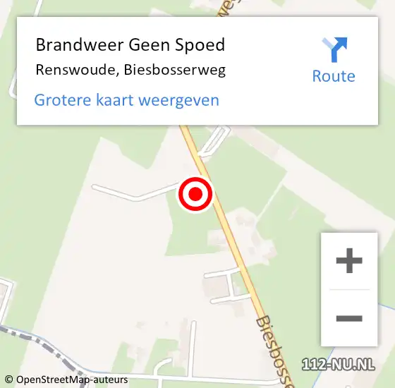 Locatie op kaart van de 112 melding: Brandweer Geen Spoed Naar Renswoude, Biesbosserweg op 9 april 2022 01:05