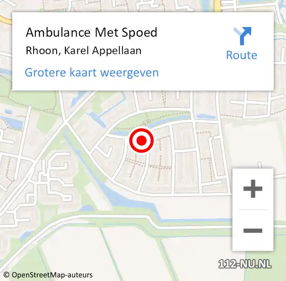 Locatie op kaart van de 112 melding: Ambulance Met Spoed Naar Rhoon, Karel Appellaan op 9 april 2022 01:27