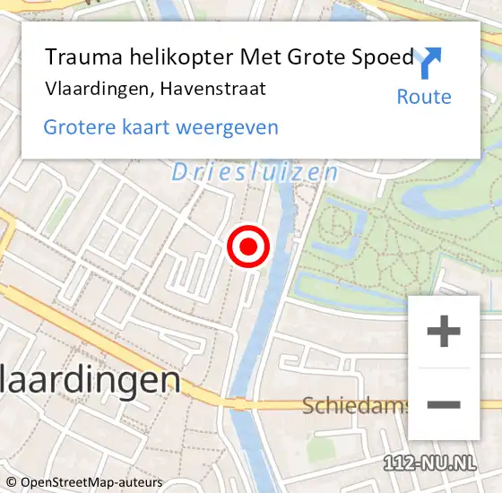 Locatie op kaart van de 112 melding: Trauma helikopter Met Grote Spoed Naar Vlaardingen, Havenstraat op 9 april 2022 01:30