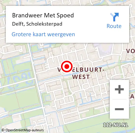 Locatie op kaart van de 112 melding: Brandweer Met Spoed Naar Delft, Scholeksterpad op 9 april 2022 01:39