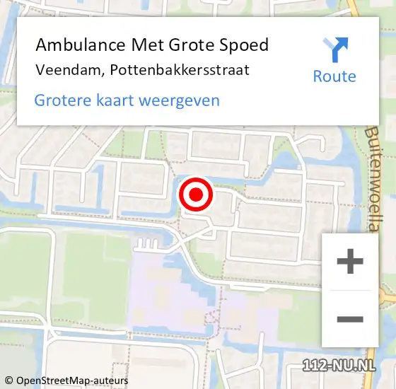 Locatie op kaart van de 112 melding: Ambulance Met Grote Spoed Naar Veendam, Pottenbakkersstraat op 9 april 2022 01:54