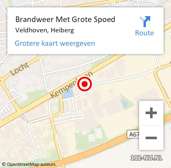 Locatie op kaart van de 112 melding: Brandweer Met Grote Spoed Naar Veldhoven, Heiberg op 9 april 2022 02:24