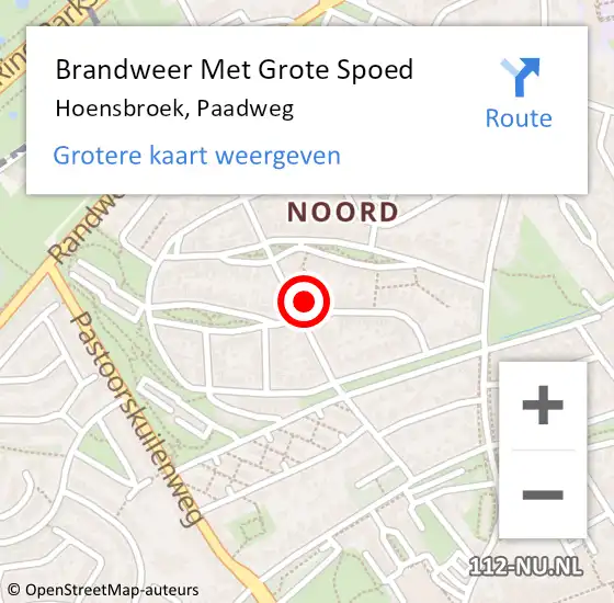 Locatie op kaart van de 112 melding: Brandweer Met Grote Spoed Naar Hoensbroek, Paadweg op 9 april 2022 02:26