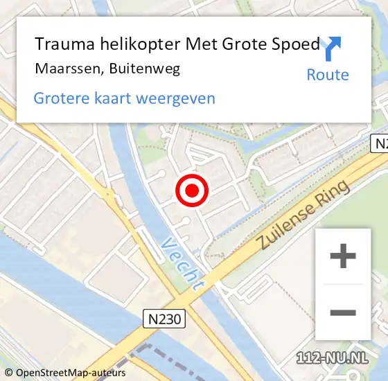 Locatie op kaart van de 112 melding: Trauma helikopter Met Grote Spoed Naar Maarssen, Buitenweg op 9 april 2022 02:37