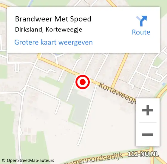 Locatie op kaart van de 112 melding: Brandweer Met Spoed Naar Dirksland, Korteweegje op 9 april 2022 02:47