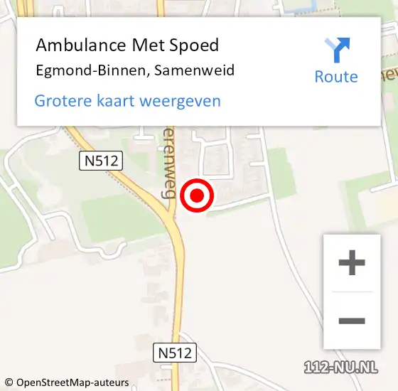 Locatie op kaart van de 112 melding: Ambulance Met Spoed Naar Egmond-Binnen, Samenweid op 9 april 2022 03:05