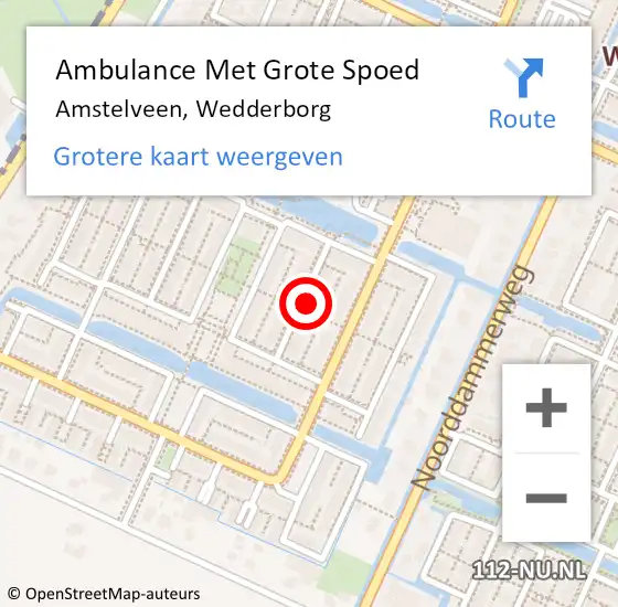 Locatie op kaart van de 112 melding: Ambulance Met Grote Spoed Naar Amstelveen, Wedderborg op 9 april 2022 03:54