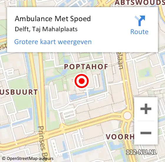 Locatie op kaart van de 112 melding: Ambulance Met Spoed Naar Delft, Taj Mahalplaats op 9 april 2022 04:31