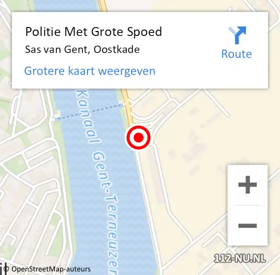 Locatie op kaart van de 112 melding: Politie Met Grote Spoed Naar Sas van Gent, Oostkade op 9 april 2022 04:56