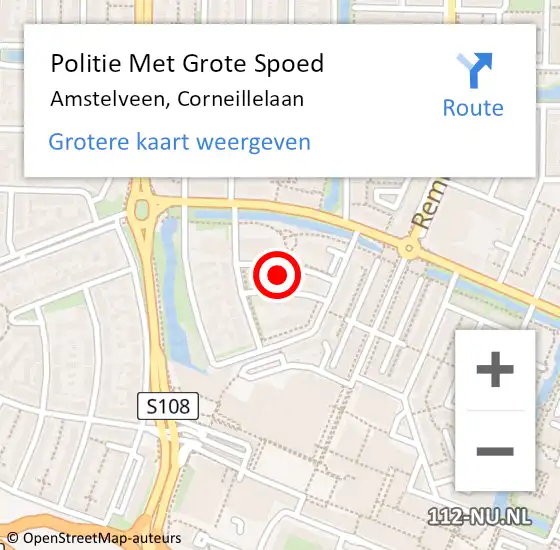 Locatie op kaart van de 112 melding: Politie Met Grote Spoed Naar Amstelveen, Corneillelaan op 9 april 2022 04:59