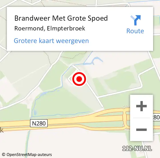 Locatie op kaart van de 112 melding: Brandweer Met Grote Spoed Naar Roermond, Elmpterbroek op 9 april 2022 05:16