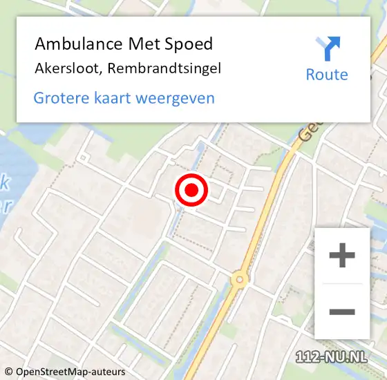 Locatie op kaart van de 112 melding: Ambulance Met Spoed Naar Akersloot, Rembrandtsingel op 9 april 2022 06:04
