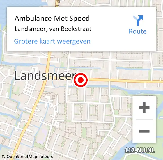 Locatie op kaart van de 112 melding: Ambulance Met Spoed Naar Landsmeer, van Beekstraat op 9 april 2022 06:12