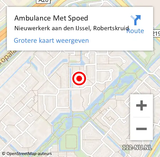 Locatie op kaart van de 112 melding: Ambulance Met Spoed Naar Nieuwerkerk aan den IJssel, Robertskruid op 9 april 2022 07:17