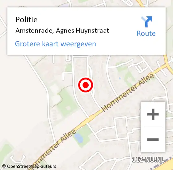 Locatie op kaart van de 112 melding: Politie Amstenrade, Agnes Huynstraat op 9 april 2022 07:31