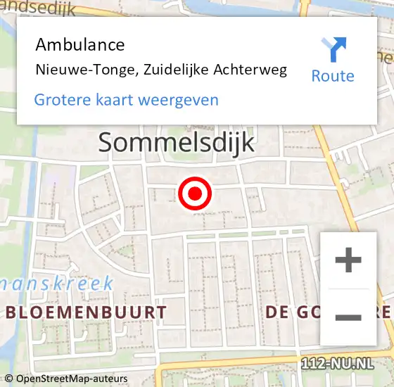 Locatie op kaart van de 112 melding: Ambulance Nieuwe-Tonge, Zuidelijke Achterweg op 9 april 2022 07:46