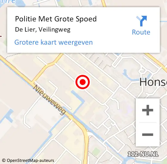 Locatie op kaart van de 112 melding: Politie Met Grote Spoed Naar De Lier, Veilingweg op 9 april 2022 08:00