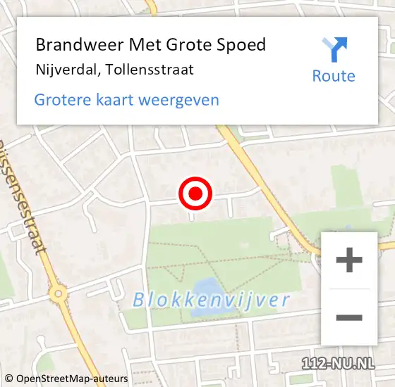 Locatie op kaart van de 112 melding: Brandweer Met Grote Spoed Naar Nijverdal, Tollensstraat op 9 april 2022 08:05