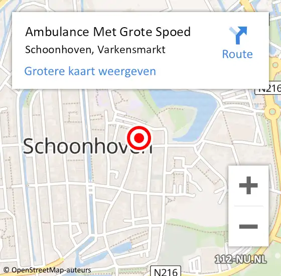 Locatie op kaart van de 112 melding: Ambulance Met Grote Spoed Naar Schoonhoven, Varkensmarkt op 9 april 2022 08:26