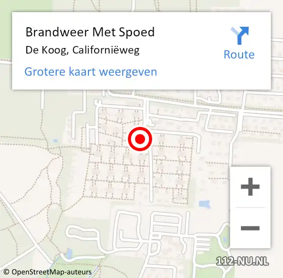 Locatie op kaart van de 112 melding: Brandweer Met Spoed Naar De Koog, Californiëweg op 9 april 2022 08:48