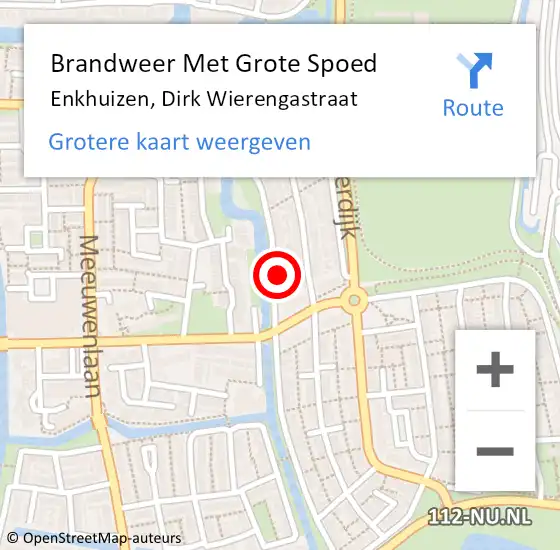 Locatie op kaart van de 112 melding: Brandweer Met Grote Spoed Naar Enkhuizen, Dirk Wierengastraat op 9 april 2022 08:51