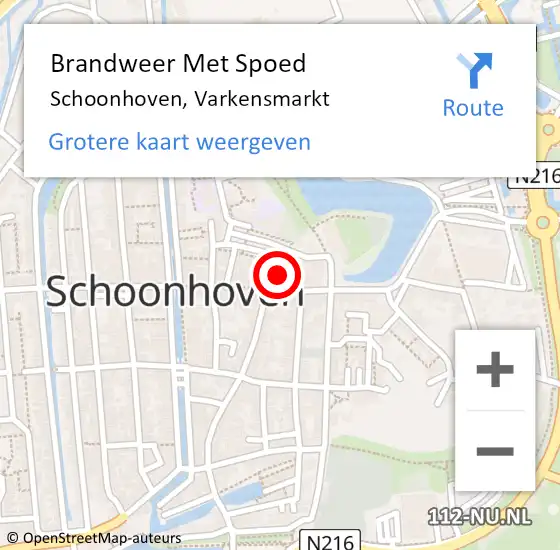 Locatie op kaart van de 112 melding: Brandweer Met Spoed Naar Schoonhoven, Varkensmarkt op 9 april 2022 08:53