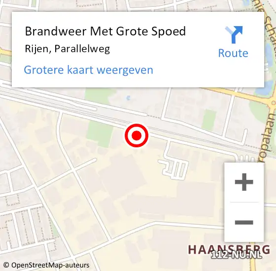 Locatie op kaart van de 112 melding: Brandweer Met Grote Spoed Naar Rijen, Parallelweg op 9 april 2022 09:07
