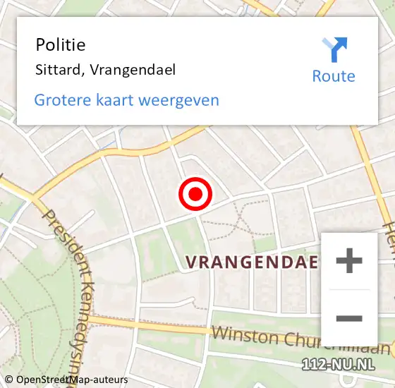 Locatie op kaart van de 112 melding: Politie Sittard, Vrangendael op 9 april 2022 09:08