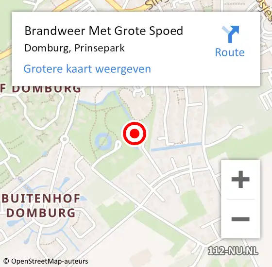 Locatie op kaart van de 112 melding: Brandweer Met Grote Spoed Naar Domburg, Prinsepark op 9 april 2022 09:28