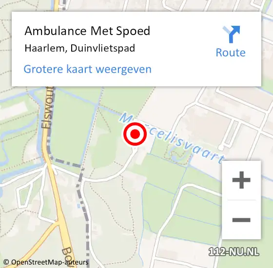 Locatie op kaart van de 112 melding: Ambulance Met Spoed Naar Haarlem, Duinvlietspad op 9 april 2022 09:48