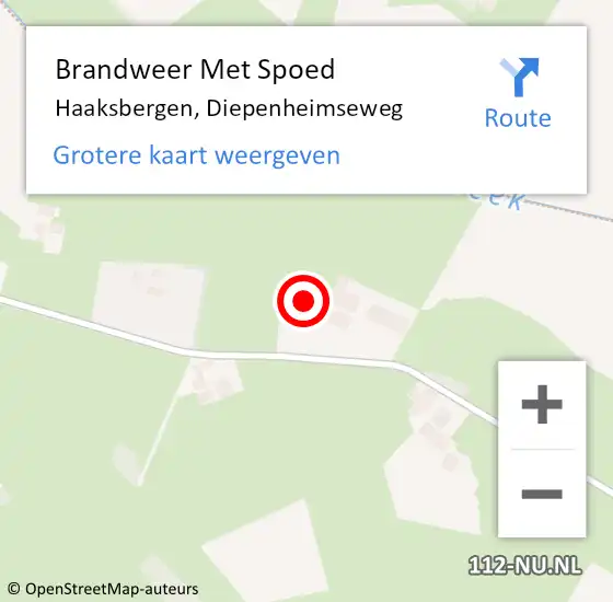 Locatie op kaart van de 112 melding: Brandweer Met Spoed Naar Haaksbergen, Diepenheimseweg op 9 april 2022 10:11