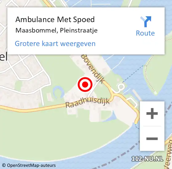 Locatie op kaart van de 112 melding: Ambulance Met Spoed Naar Maasbommel, Pleinstraatje op 9 april 2022 10:44