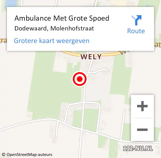 Locatie op kaart van de 112 melding: Ambulance Met Grote Spoed Naar Dodewaard, Molenhofstraat op 9 april 2022 10:50