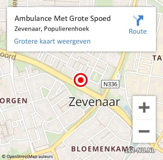 Locatie op kaart van de 112 melding: Ambulance Met Grote Spoed Naar Zevenaar, Populierenhoek op 9 april 2022 11:18