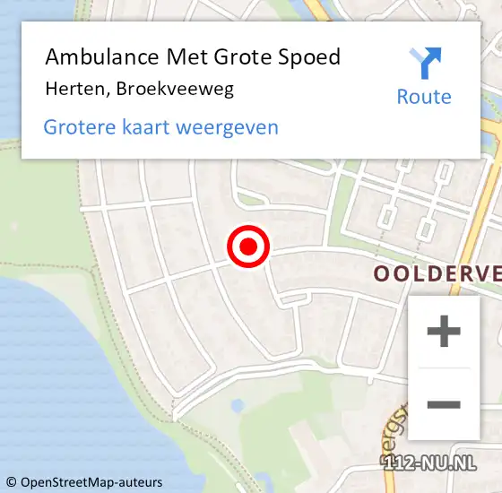 Locatie op kaart van de 112 melding: Ambulance Met Grote Spoed Naar Herten, Broekveeweg op 9 april 2022 11:28